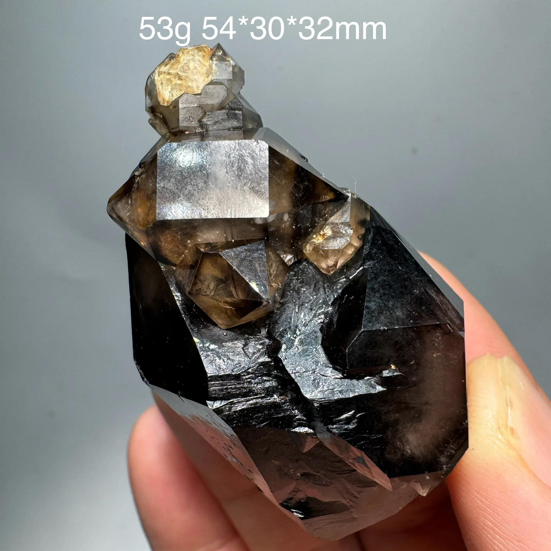 53g Natural ChongQing Smoky Quartz Double Pointed Herkimer Diamond Black Crystal Cluster Mineral Specimen video for details