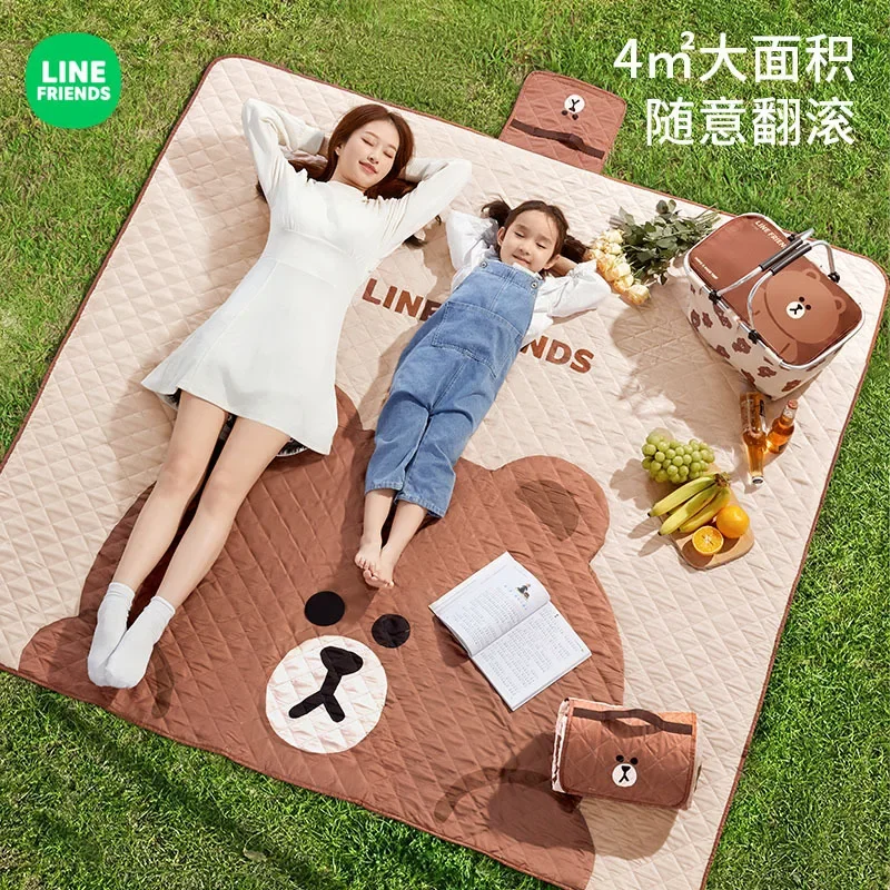 Line Friends Brown Moisture-proof Picnic Mat Thickened Cute Outdoor Camping Mat Music Festival Cushion Beach Portable Floor Mat