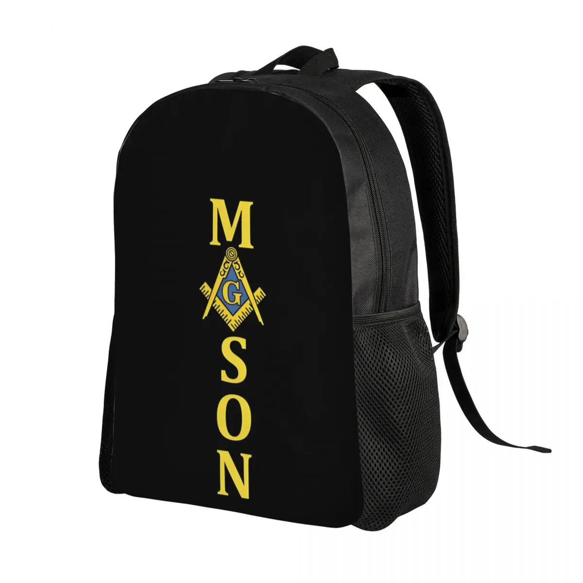 Custom Freemason Mason Symbol Laptop Backpack Women Men Casual Bookbag for School College Student Masonic Freemasonry Bag