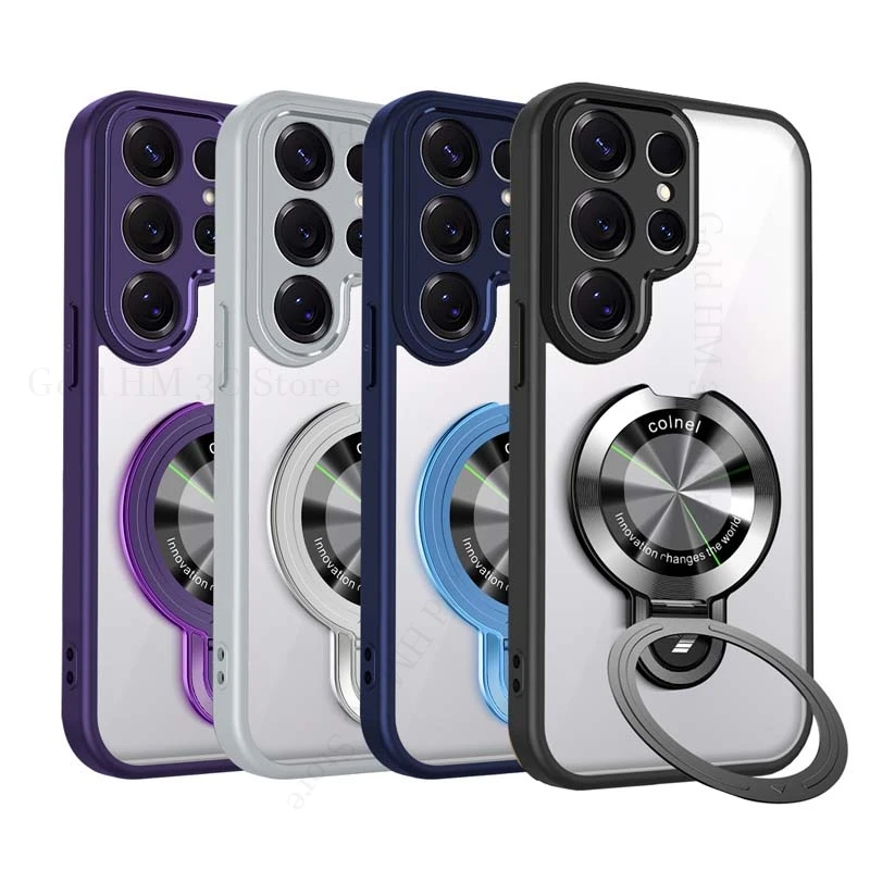 

HD Transparent Acrylic Case For Samsung S26 Ultra 5G Camera Protection Kickstand Ring Cover For Galaxy S25 Edge S24 FE S23 Plus