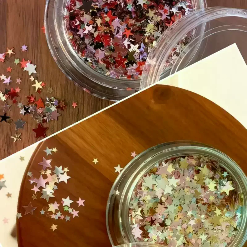 1Pcs Glitter Star Nail Sequins 3D Charming Mixed Color Candy Colored Nail Flake Five-Point Star Nail Art Decor Diy Accessor