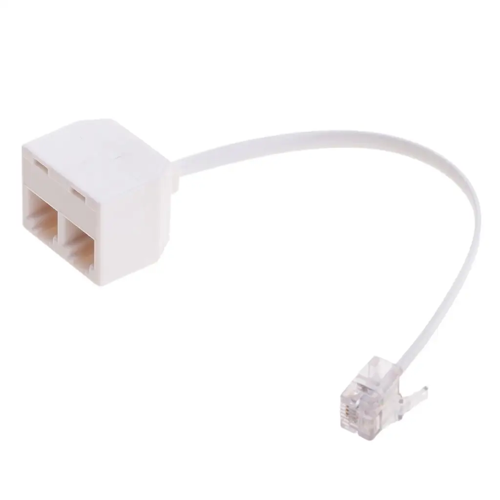 RJ11 Phone Modular Line Dual Socket Plug Adapter Multi Socket Connector for Telephone and Electric Use
