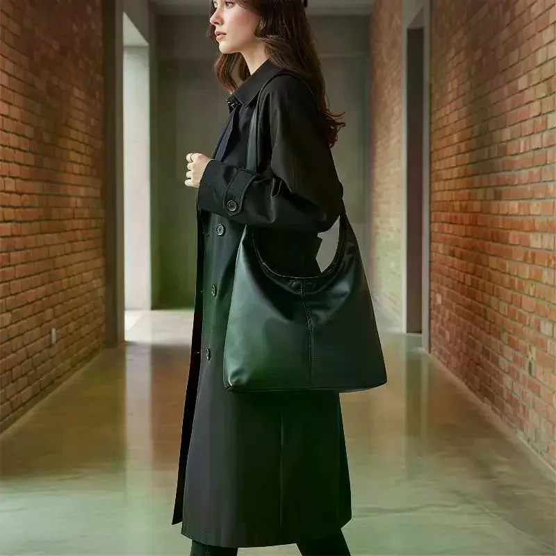 Women Tote Bag Large Capacity PU Leather Waterproof Simple Fashion Shoulder Bag