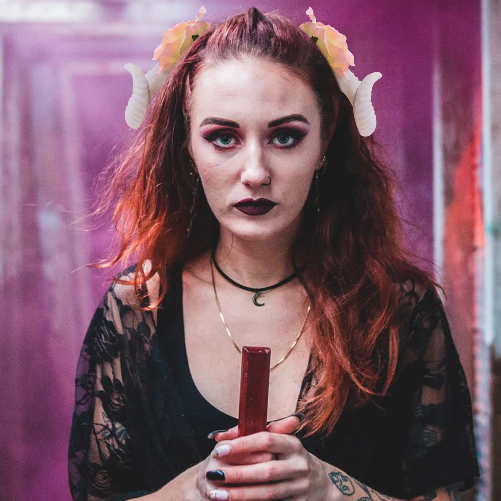 

1 пара уникальных готических повязок для волос с розой, легко носить, повязка на голову, реквизит для Хэллоуина, фестиваля, вечерние костюмы, женские модные аксессуары для волос