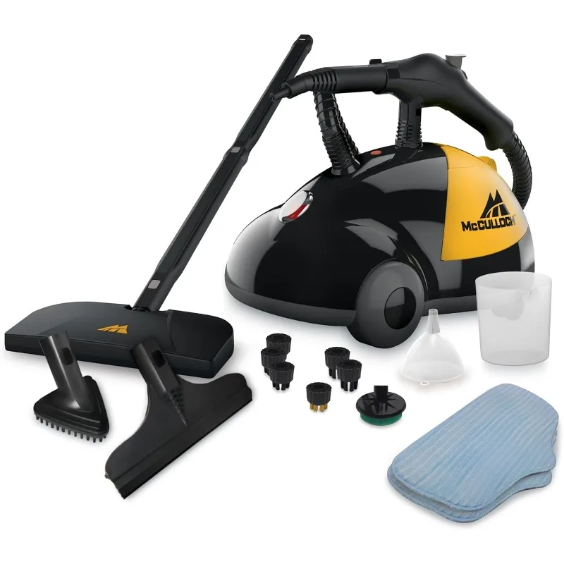 Heavy-duty steam cleaner with 18 accessories, extra-long power cord, chemical-free pressure cleaning