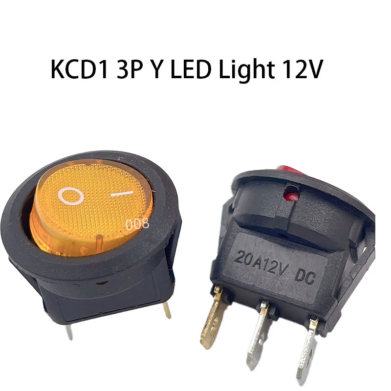 1pcs 20mm KCD1 Led Switch 12V 220V Light Power Switch Car Button Lights ON/OFF 3pin Round Rocker Switch