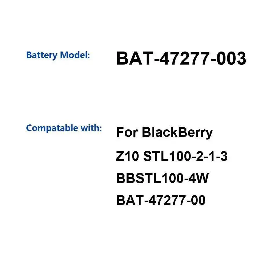 

1800 мАч Bat-47277-003 для Blackberry Z10 STL100-2-1-3 BBSTL100-4W Bat-47277-00 Аккумулятор мобильного телефона длительный срок службы