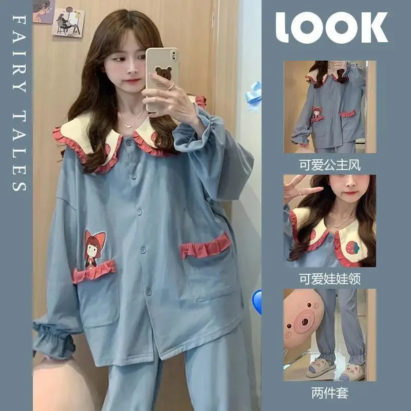 

Pajama Set Fashion Homewear Sexy Women's Lingerie Long Sleeve Pajamas Nighties and Lingeries Pjs Woman Winter Sleepwear Warm