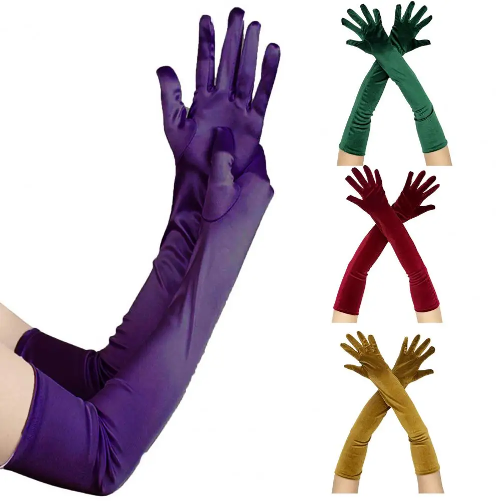 

Women Velvet Long Gloves Retro Elbow Length Gloves 1920s Flapper Opera Party Gloves for Costume Dance Role-Playing Stage Perform