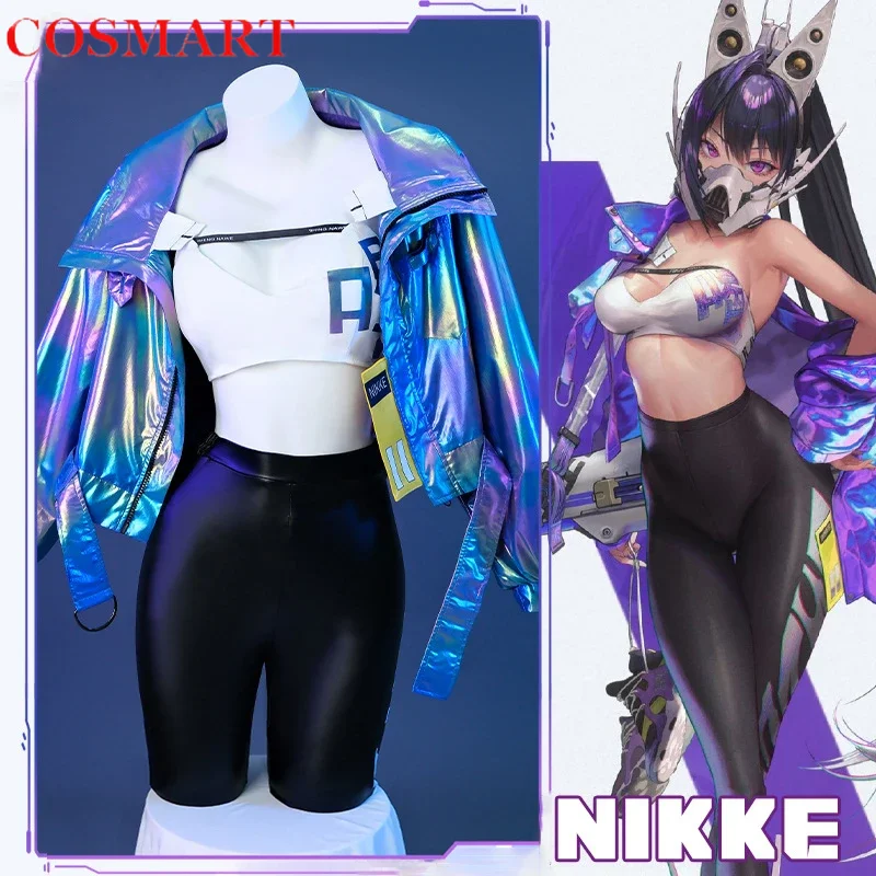 COSMART The Goddess of Victory NIKKE Cosplay Costume Artificial Leather Sexy Women Coat Pants Jumpsuit Halloween Party Unifrom