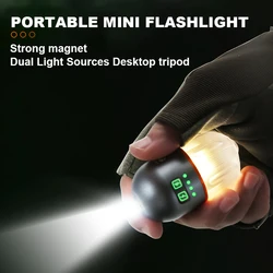 Powerful Mini LED Camping Light with Power Display Magnetic Hook Built-in Battery Lantern USB Rechargeable Tent Hanging Lamp