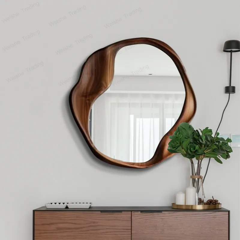 French retro makeup mirror household medieval bedroom living room entrance wall hanging bathroom washstand special-shaped mirror