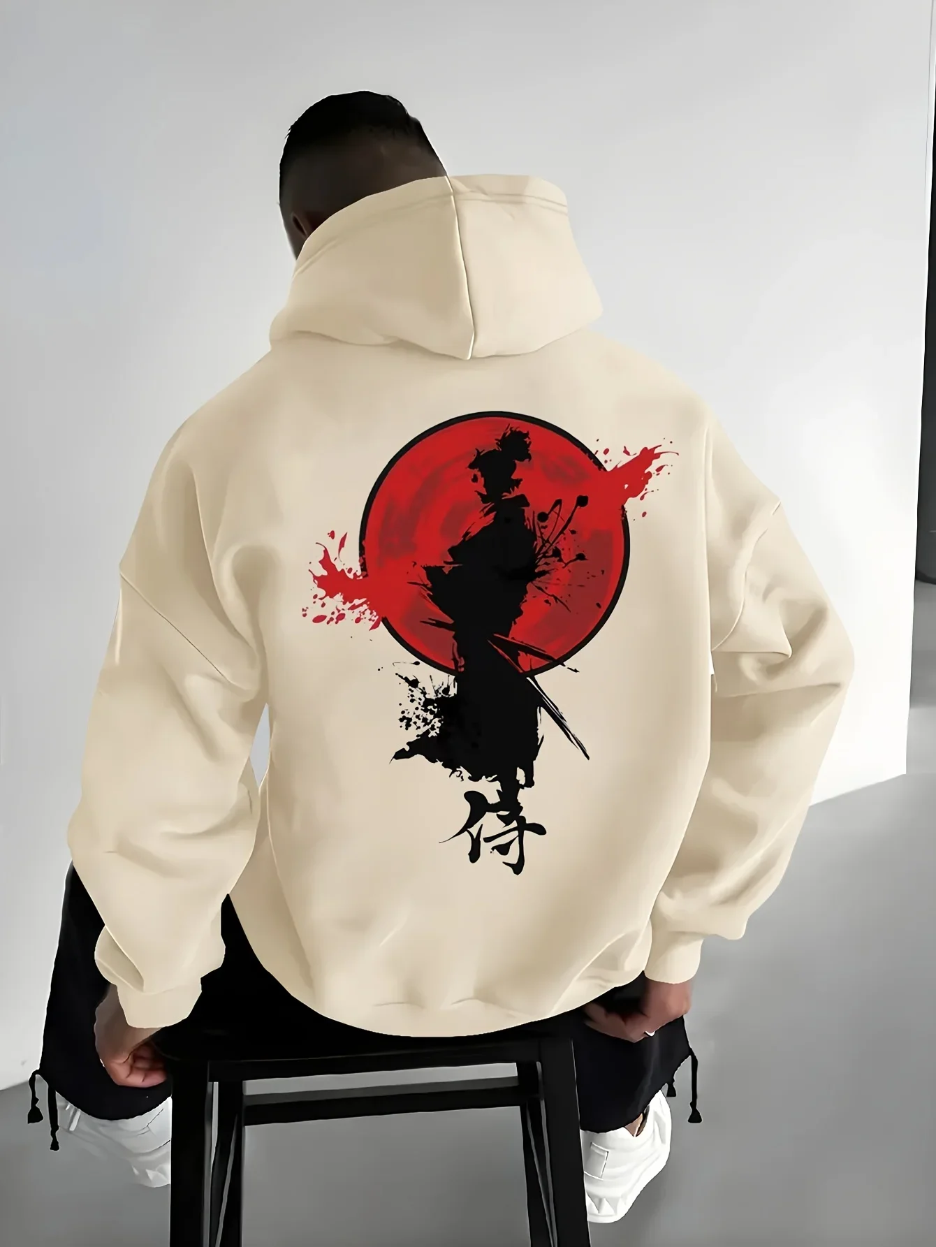 Samurai Hoodie Unisex Katana Japanese Kanji Sword Ink Ukiyo E Warrior Vintage Aesthetic Oversized Casual Sport Sweatshirts