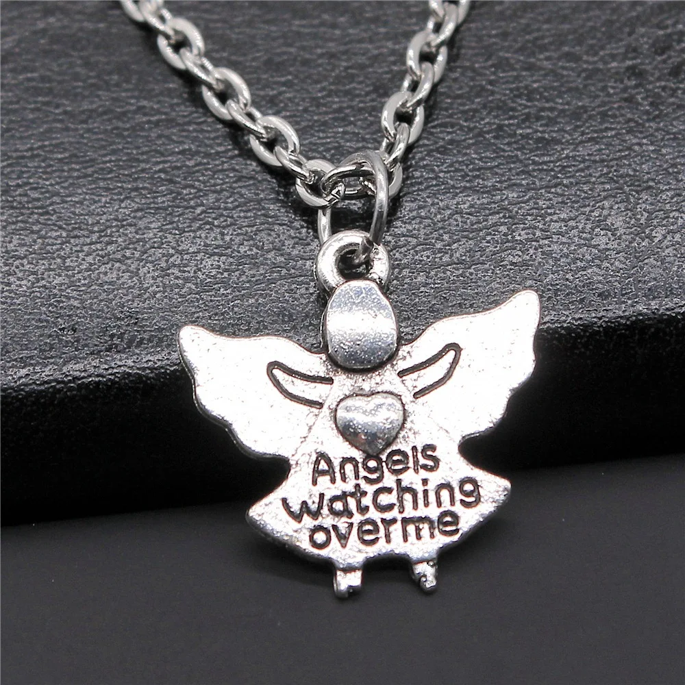 Простые модные винтажные 2 цвета 20x19 мм ангелы наблюдения за меня, кулон, ожерелье, ювелирные изделия для женщин