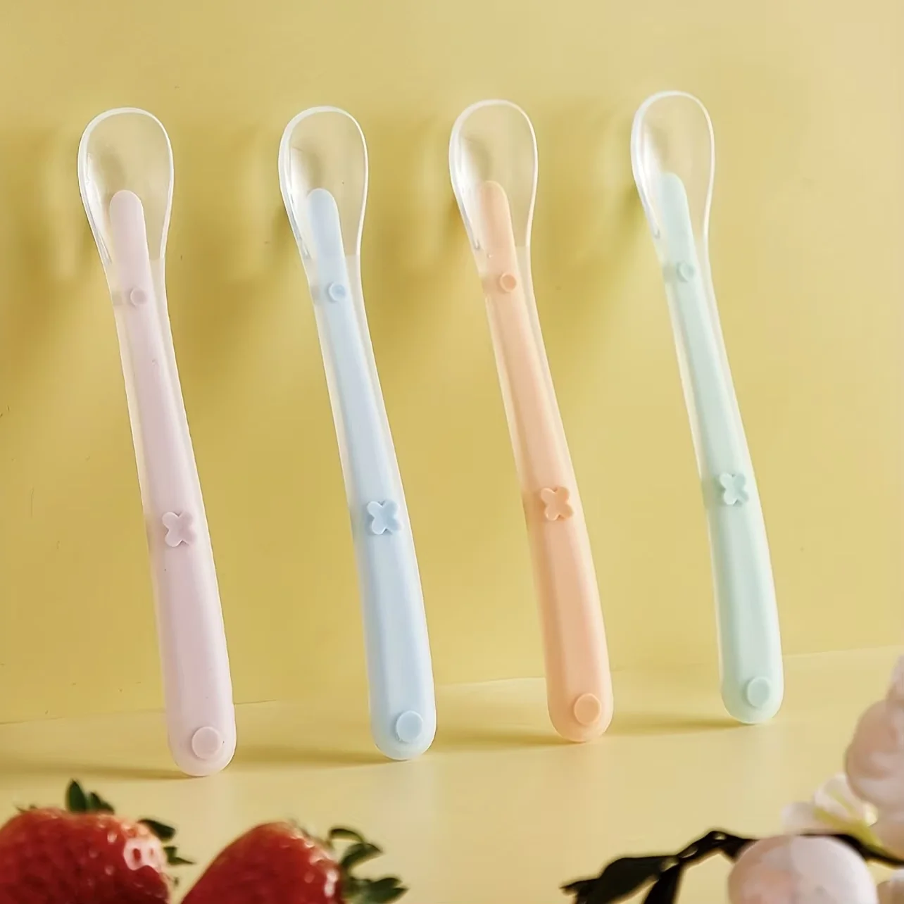 Soft-Touch Silicone Baby Spoon with Matte Surface, Training Feeding Spoon, Safety Tableware