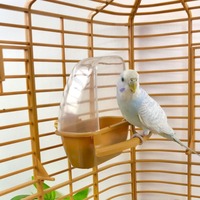 Bird Cage Feeder Parrot Birds Water Hanging Bowl Parakeet Feeder Box Pet Cage Plastic Food Container Bird Supplies 1 Pcs