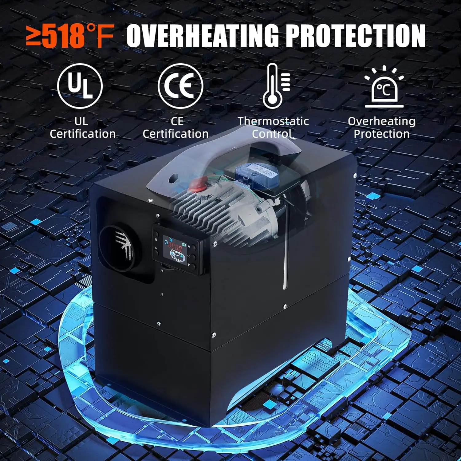 سخان هواء ديزل، سخان ديزل الكل في واحد 12 فولت مع شاشة LCD، جهاز تحكم عن بعد، كاتم الصوت، تسخين سريع، لقارب شاحنة RV