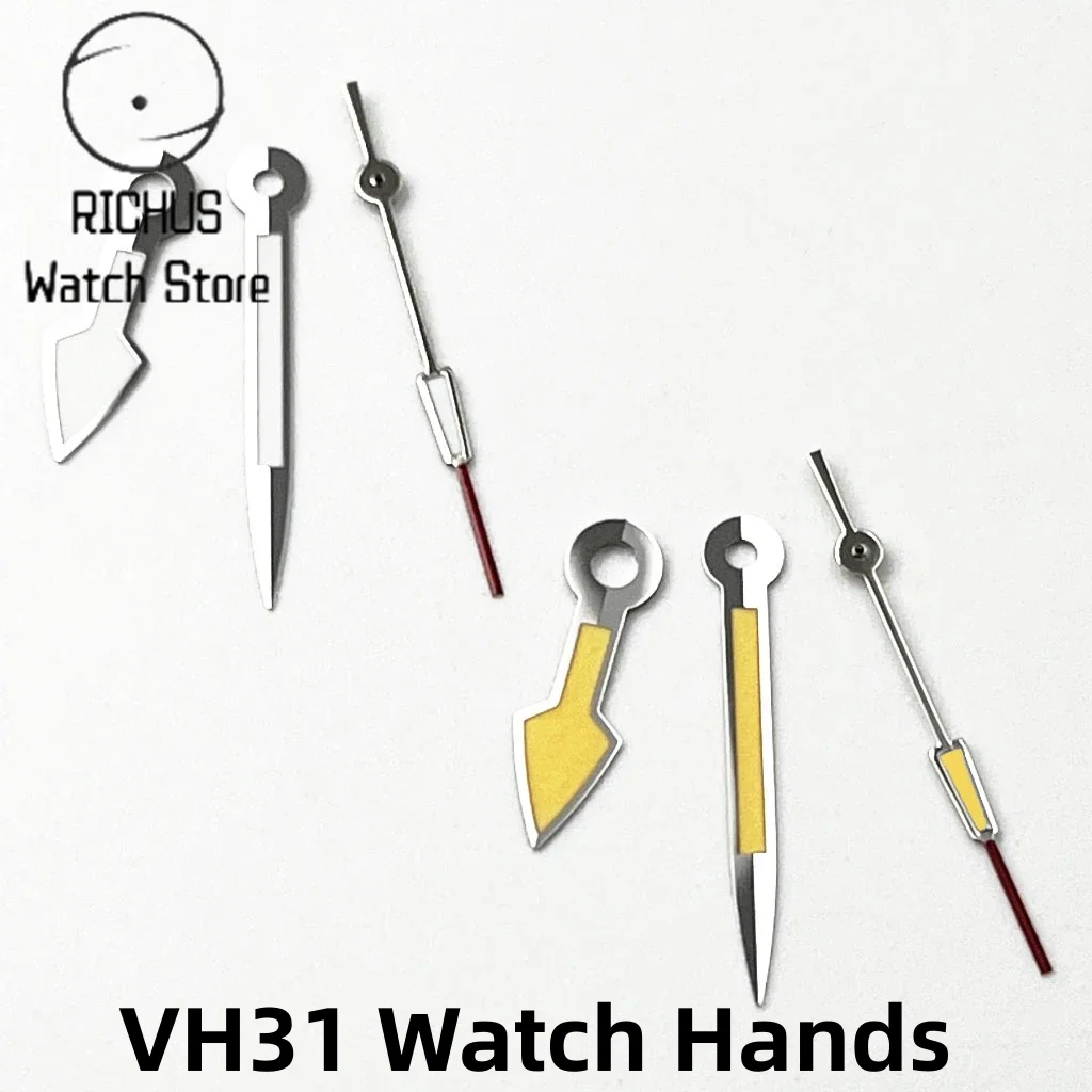 Silver Watch Hands for VH31 Movement Sweeping Quartz Watch Modification Parts Green Luminous Pointer Watch Accessories