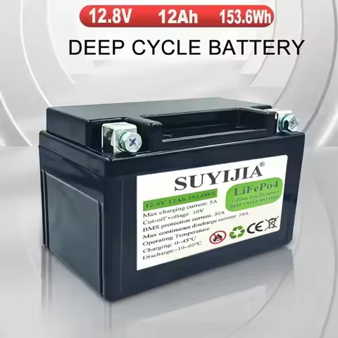 12.8V 12Ah LiFePO4 Motorcycle Battery CCA 300A Motorcycle Motor Starter Battery BMS 12V Lithium Phosphate Scooter Engine Battery