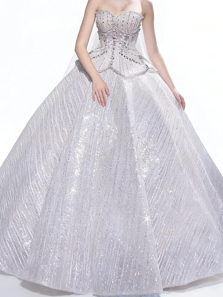 

Изысканное бальное платье без рукавов с милыми бусинами, свадебные платья невесты, свадебные платья по индивидуальному заказу