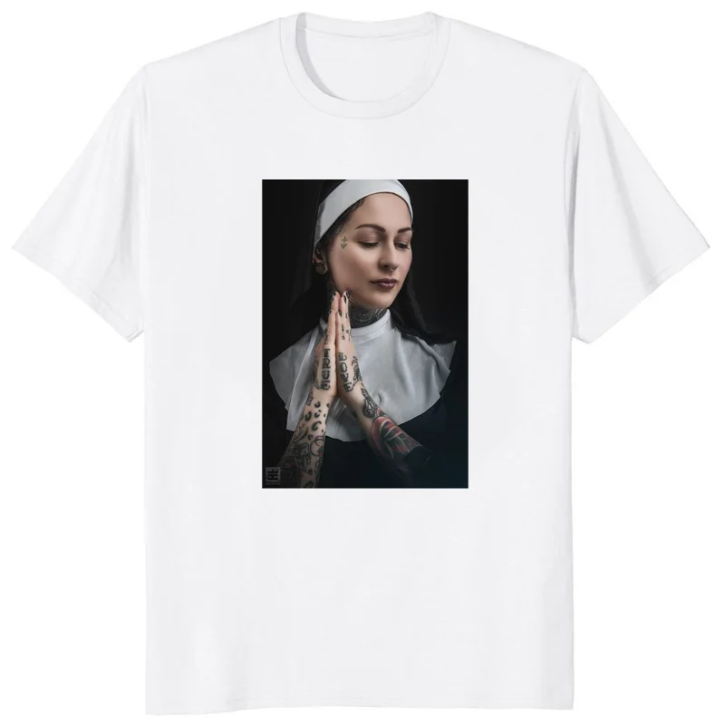 Hot sale Sexy Nun Nonne Religieuse Pin Up Church of Satan Anton Lavey Satanic Occult Goth Gothic Tees Hentai Girls Tops