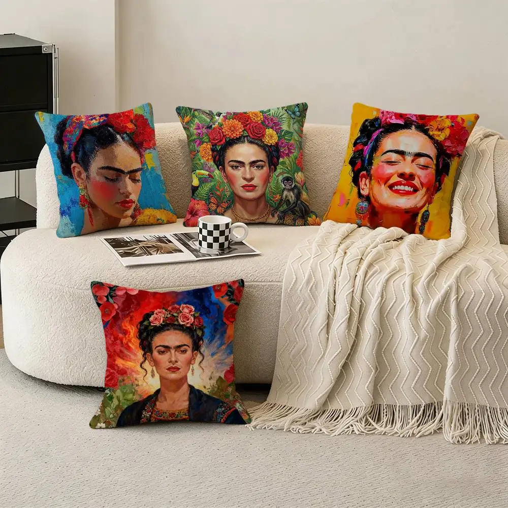 

Iconic Mexican Artist F-Frida Kahlos Pillow Case for Sofa Living Room Home office Decor Protective Cover