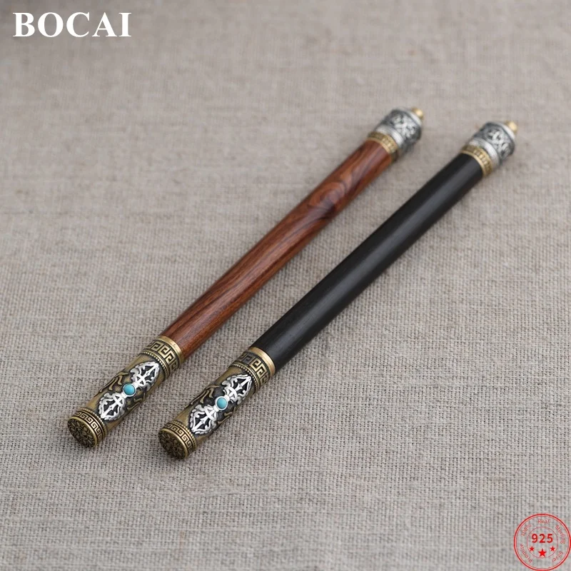 

BOCAI S925 Подвеска из стерлингового серебра для мужчин и женщин Ретро Ваджра Узор Сандал Бирюза Ручка для письма Модные ювелирные изделия оптом
