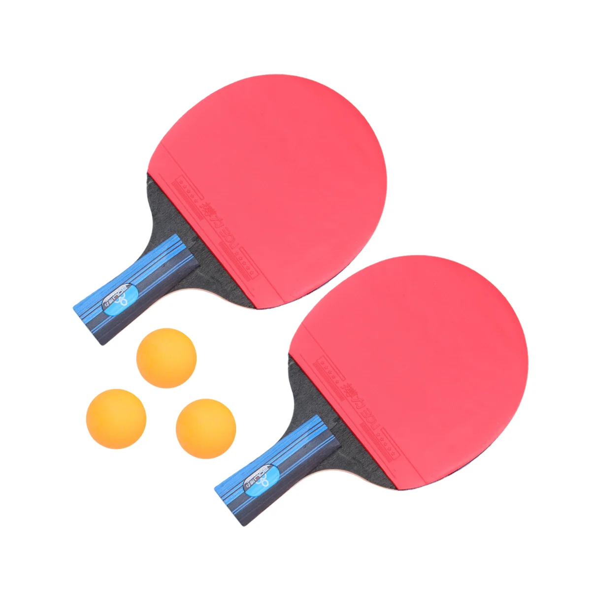 2-delige rubberen tafeltennisracketset Training Penhouder Korte handgreep Pong Board Paddle Kit Sportgereedschap met 3-pongballen (bal