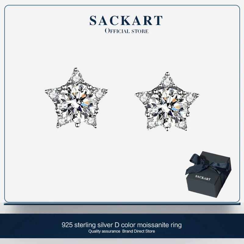 SACKART Moissanite Earrings 18K 925 Sterling Silver  Original 100% Earings 1-4ct  dangle earrings  moissanite hoop earrings