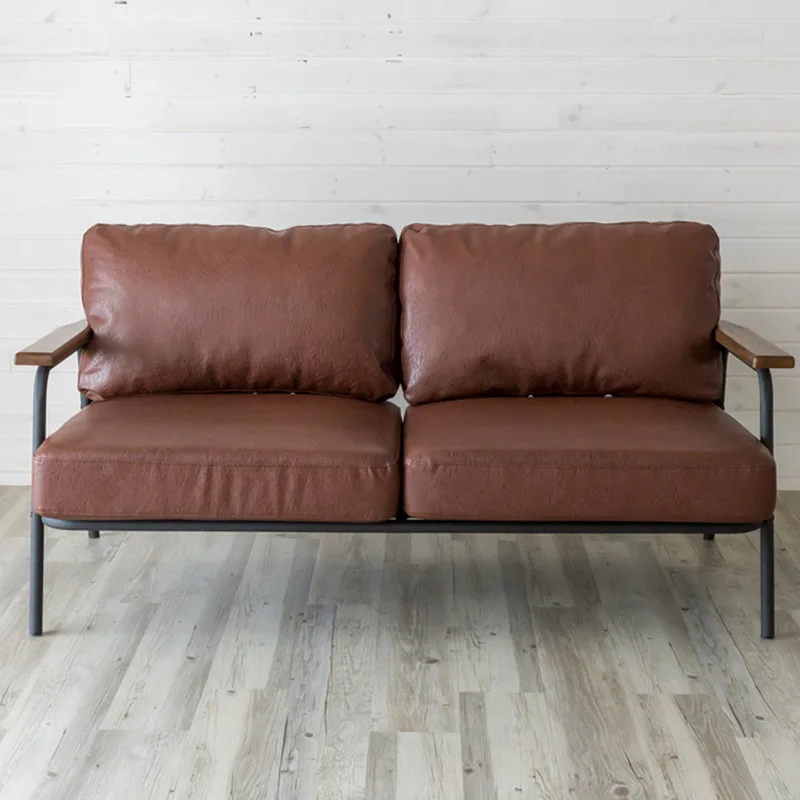 

American retro office sofa independent spring bag personalized sofa simple wrought iron business office sofa