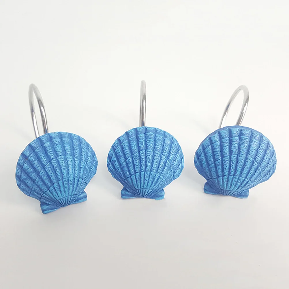 

12Pcs Resin Sea Shell Hooks with Conch Blue Ocean Theme Decorative Metal Hangers for Bathroom Bedroom Living Room