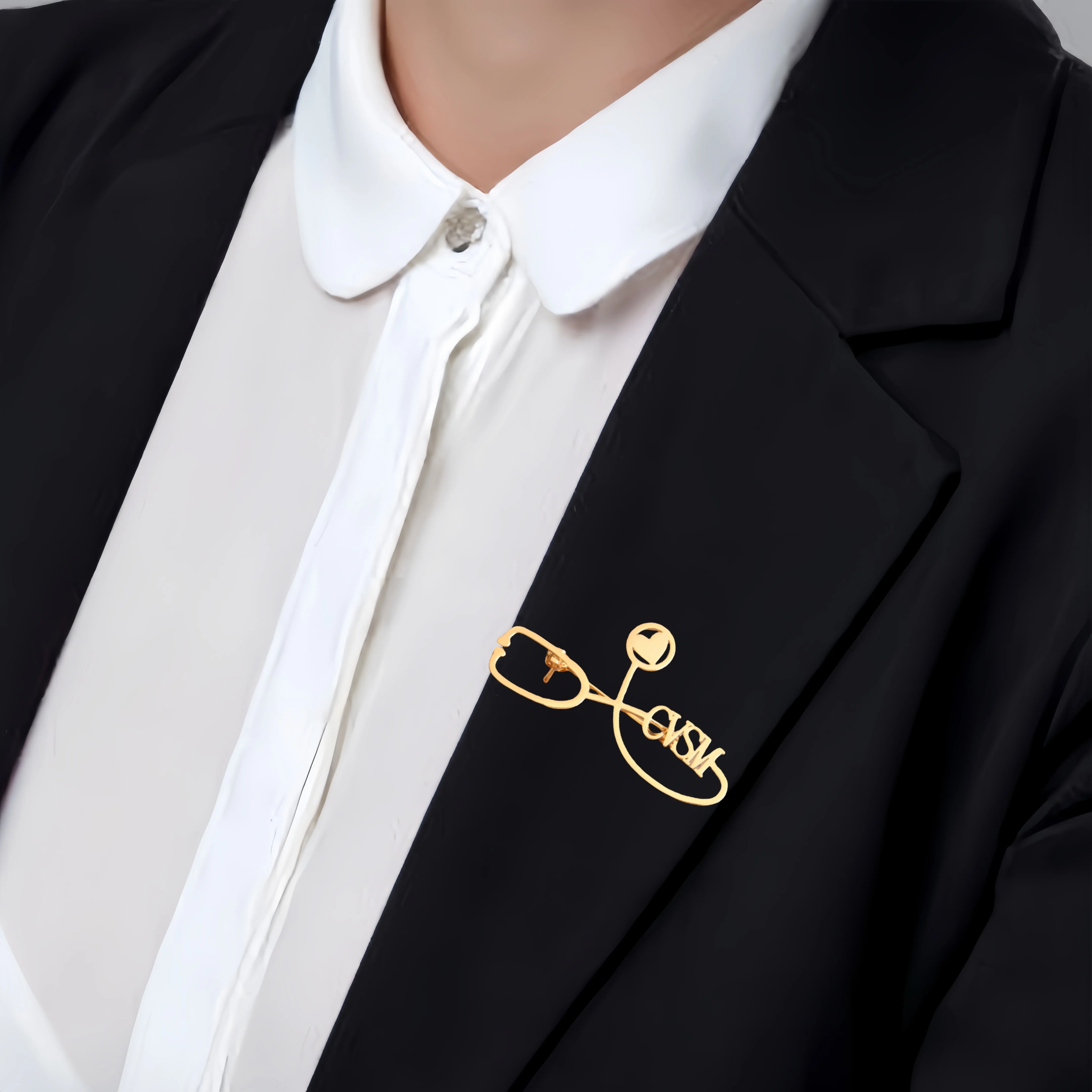 

Personalized Stethoscope Custom Name Brooch Stainless Steel Doctor Nurse Pins Badge Nameplate Jewelry Gifts Wholesale