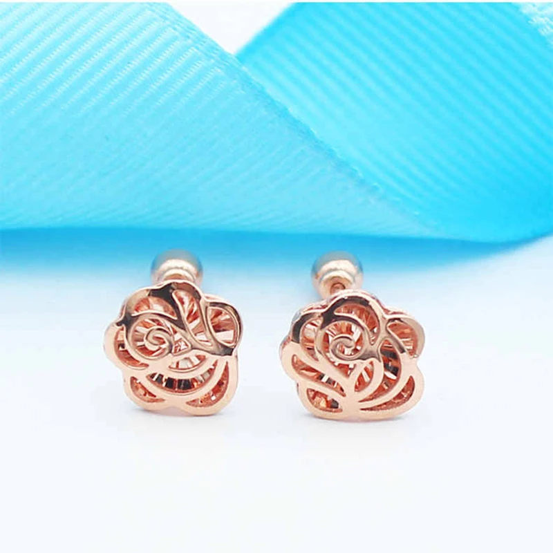 585 fioletowe pozłacane 14K różowe złoto geometryczne kolczyki kwiatowe dla kobiet moda glamour kolczyki do uszu klasyczna biżuteria