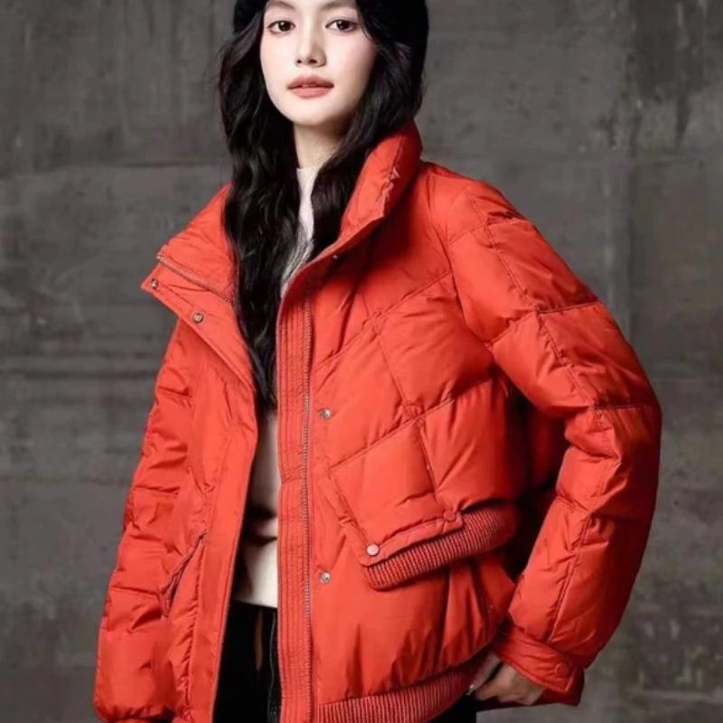 

Puffer Jacket for Women, Casual Down Coats, Loose Stand-Up Jacket, Warm Outerwear, Winter Fashion, New, 2024