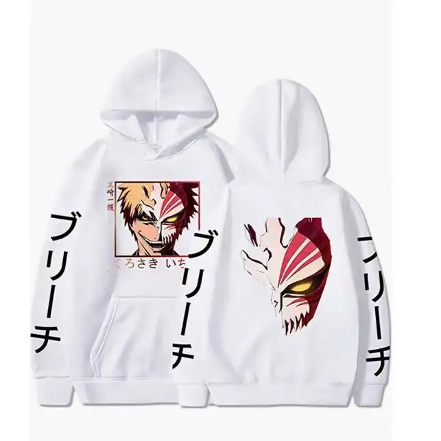 Anime BLEACH Kurosaki Ichigo Print Kapuzenpullover, Unisex, Cartoon-Pullover, lässiger Langarm-Hoodie für Männer und Frauen, Anime-Fans – Detail 8