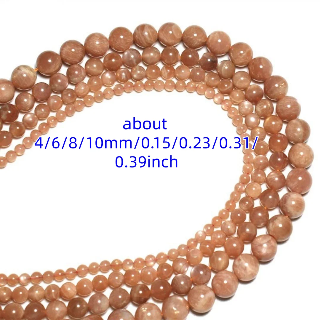 4/6/8/10mmm sunstone beads, Natural Round Semi Precious Stone Smooth sunstone beads, for making DIY jewelry