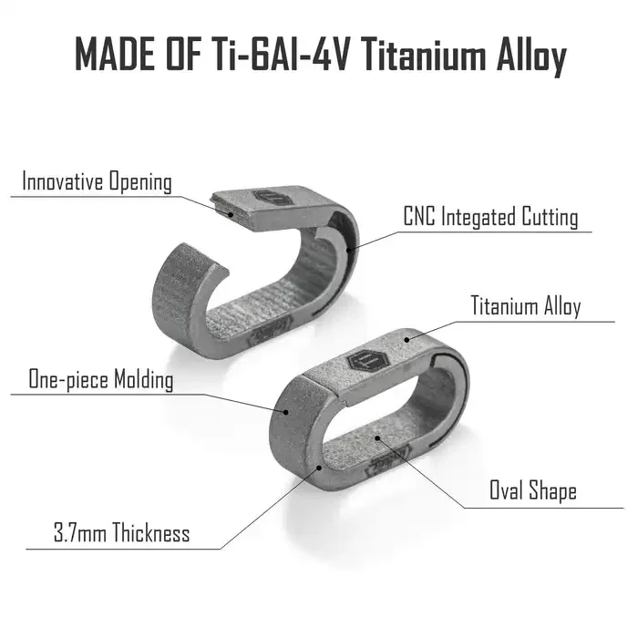 Keyunity ​KA29 Titanium Key Ring, Multi-functional Quick Release Side-Opening Oval Keychain, 10kg Capacity​
