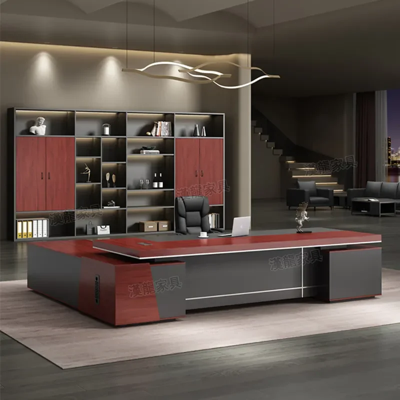 for Boss Office Desk and Chair Combination Double Cabinet Simple Modern President Table Manager Table Supervisor Table Luxury