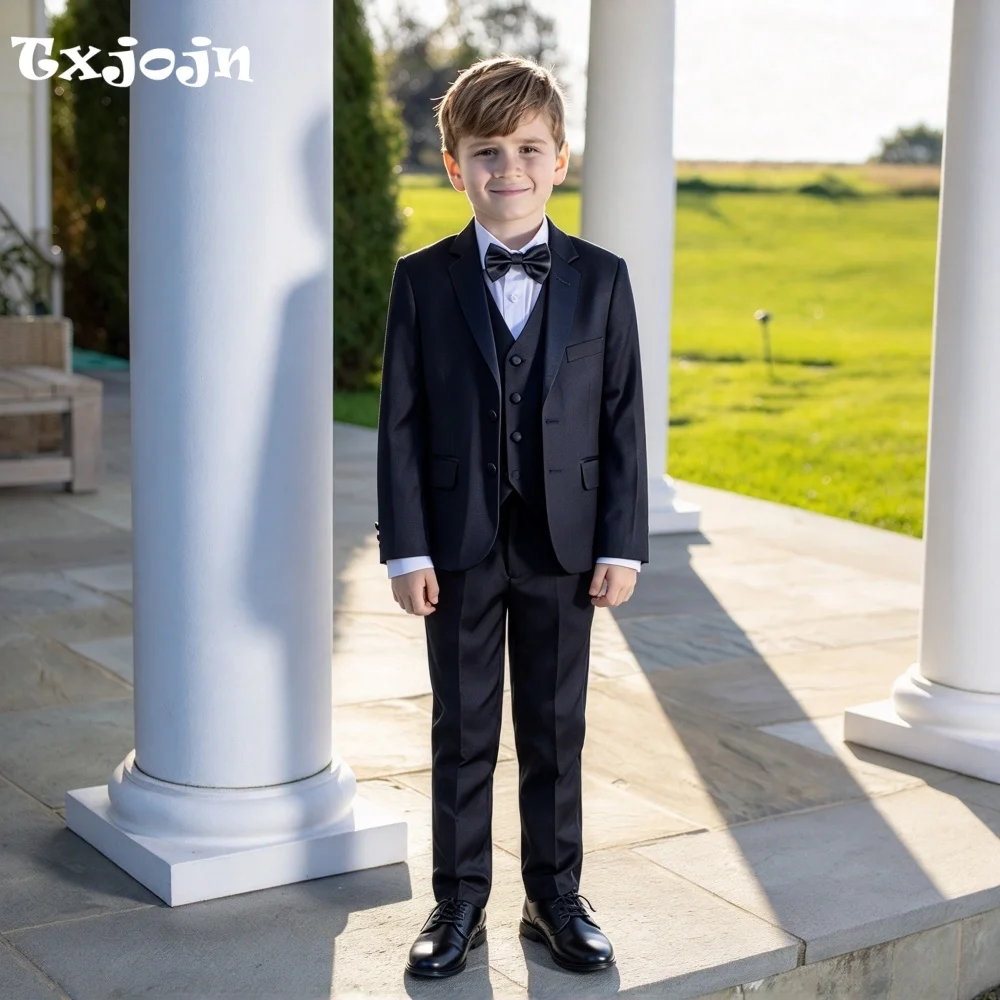 Classic Boys Suit 3-piece Set Formal Tuxedos Pointed Collar Jacket Trend 2-16 Year Tailored Blazer Pants Vest for Party Events