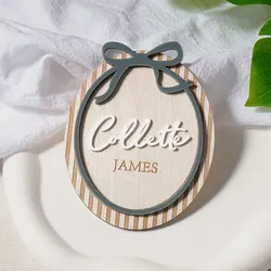 Personalized Boy Birth Announcement Sign Blue Bow Baby Boy Name Plaque Hospital Birth Statistics Baby Baptism Gift