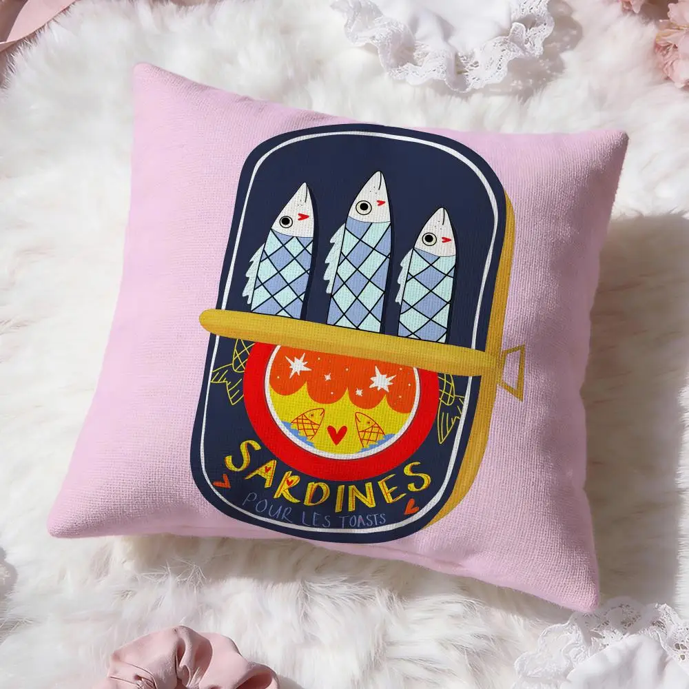 Fashion S-SSardine Can Cushion Cover Soft Washable Pillow Case Multi-Scene for Couch Bed Travel Office Use
