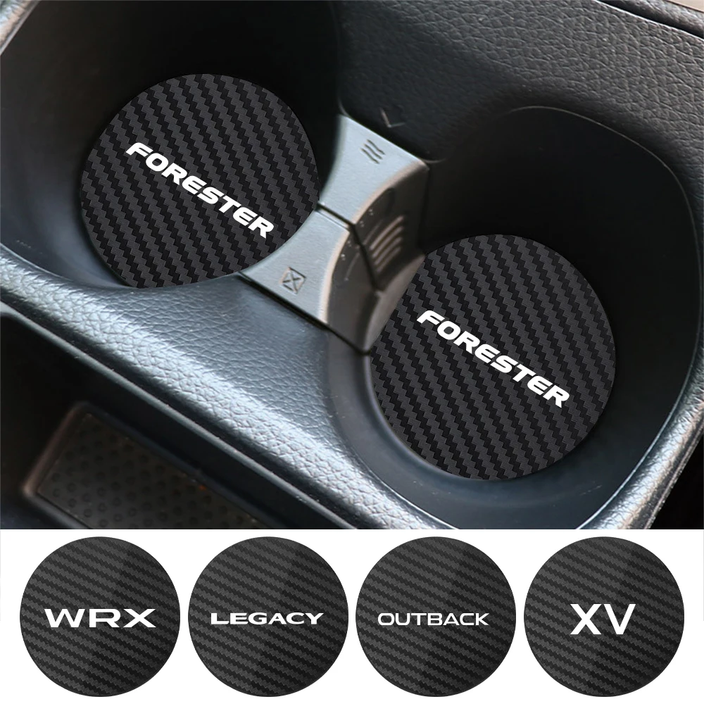 2PCS Car Cup Slot Mat Pad Auto Accessories For Subaru Forester XV Outback Legacy WRX Tribeca Levorg BRZ Crosstrek Exiga Ascent