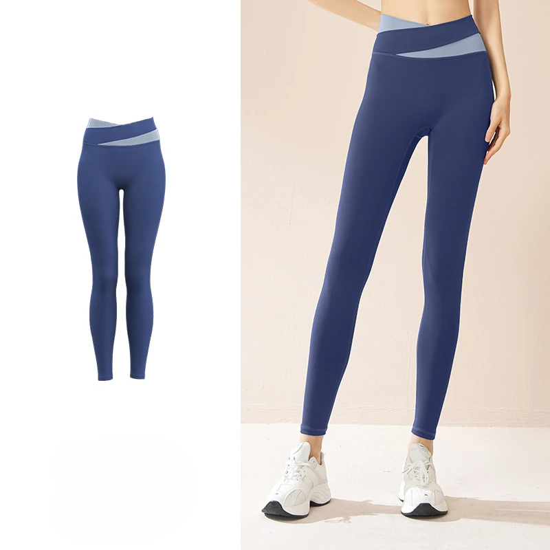 Pantaloni da Yoga a vita alta nudi con coulisse nuova donna pantaloni da palestra con sollevamento dell'anca ad asciugatura rapida Leggings da corsa stretti pantaloni sportivi per le donne Q502