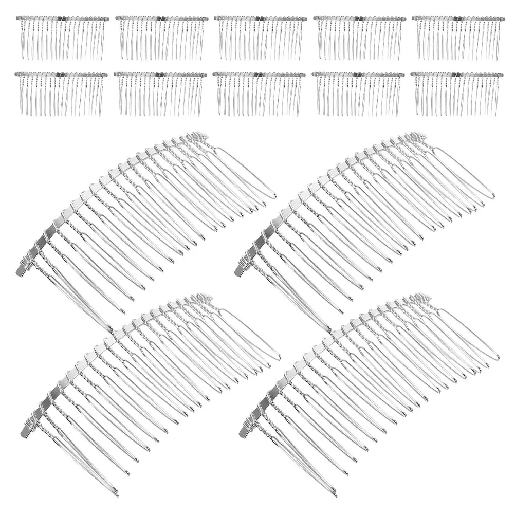 

20Pcs Elegant Silver Bridal Hair Comb 20-Tooth Wire French Veil Styling Comb for Wedding Updo Side Hair Accessories