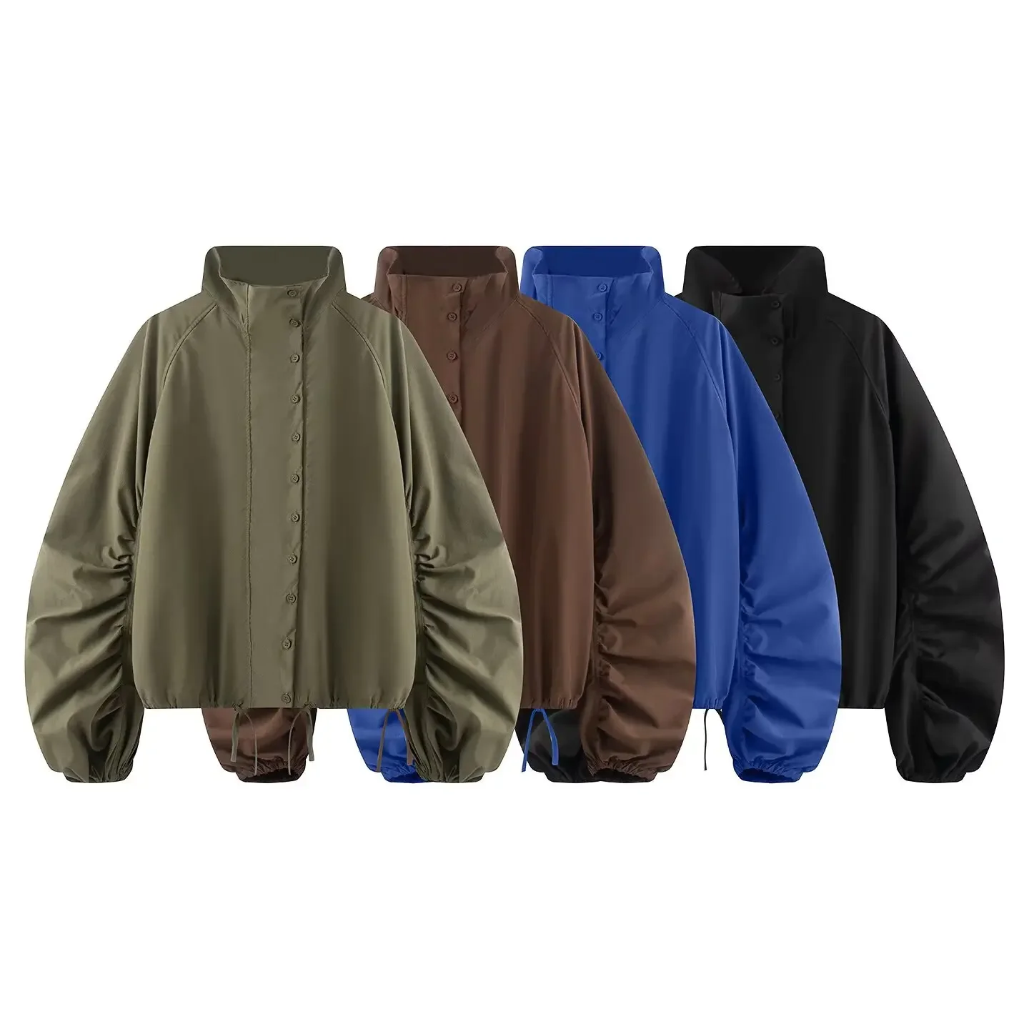 Women Fashion Willshela Solid Lace Up Single Breasted Jackets Vintage Stand Collar Long Sleeves Female Chic Lady Coats Outfits
