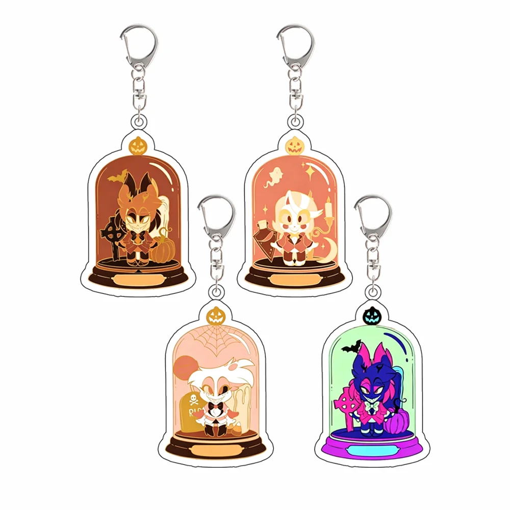 for Hazbin Hotel Halloween Series Alastor Charlie Angel Dust Husk New Peripheral Acrylic Keychain Backpack Pendant Festival Gift