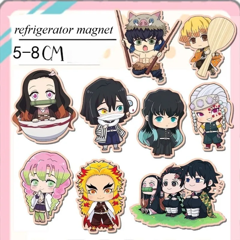 

New Demon Slayer Refrigerator Magnet Uzui Tengen Kamado Tanjirou Anime Peripheral Cute Cartoon Home Furnishings Decoration