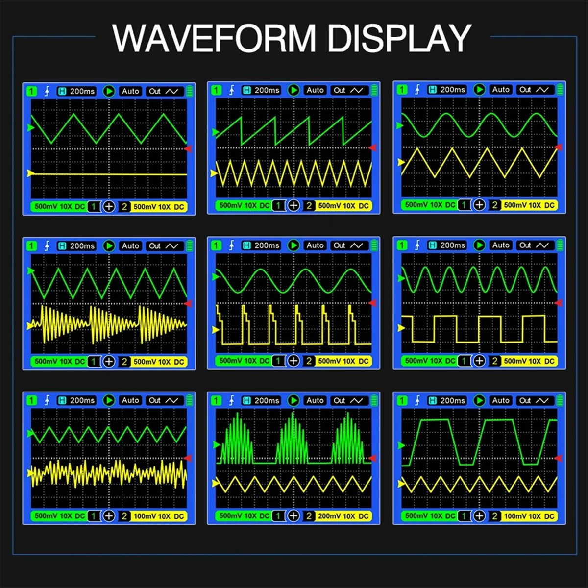 

N12R HOT- ET120MC2 120MHz Portable Smart Oscilloscope Dual Channel 500MSa/S Oscilloscope Data Storage for Home Repair A