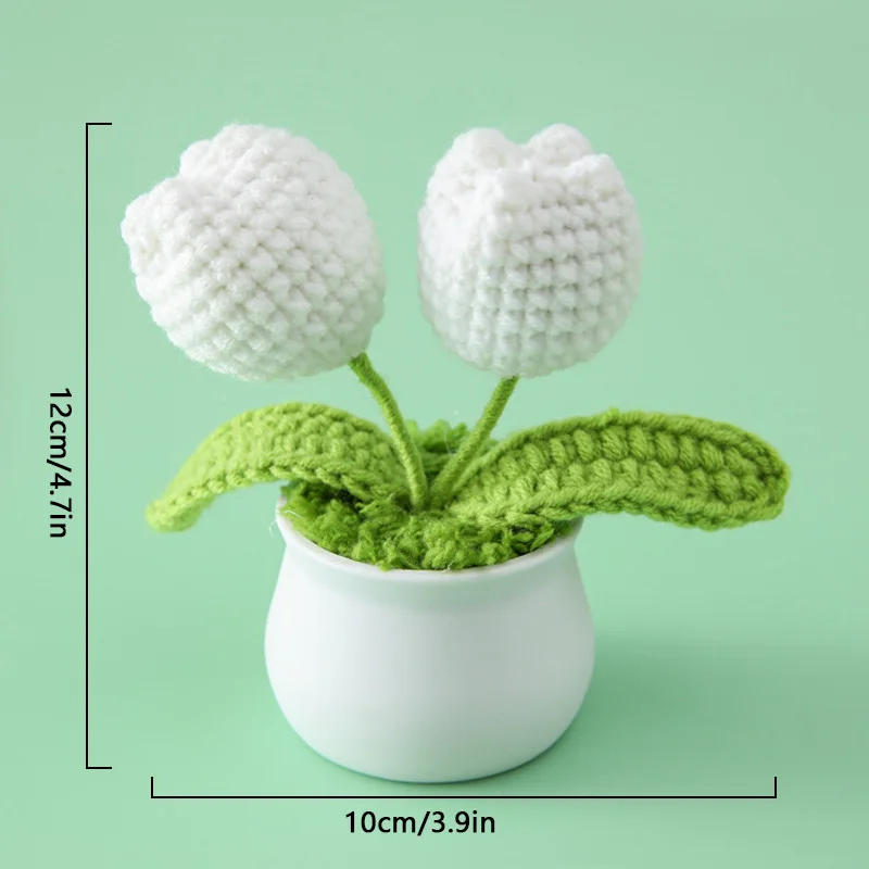 Fashion Handwoven Mini Potted Flower Office Desktop Ornamental Potted Plants Woolen Thread Finished Product Home Decoration