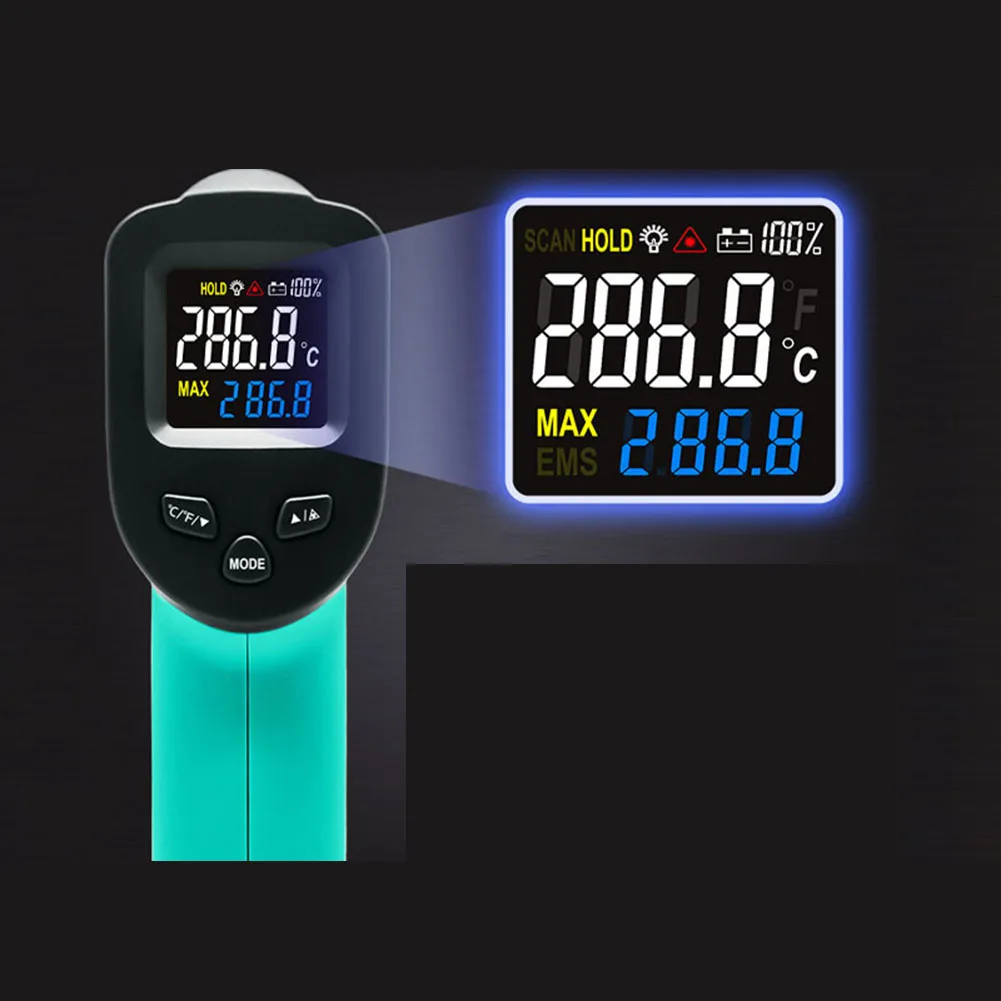 Color Screen Infrared Thermometer Handheld Pyrometer Infrared Thermometer Accuracy 2 Or 2 C Response Time 500ms